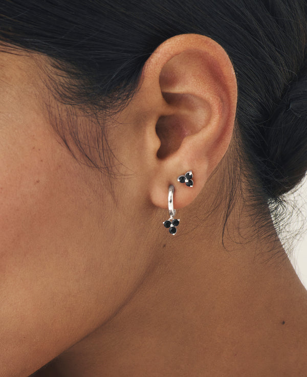 Black Spinel Large Fleur Studs