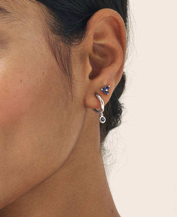 Blue Sapphire Large Fleur Studs