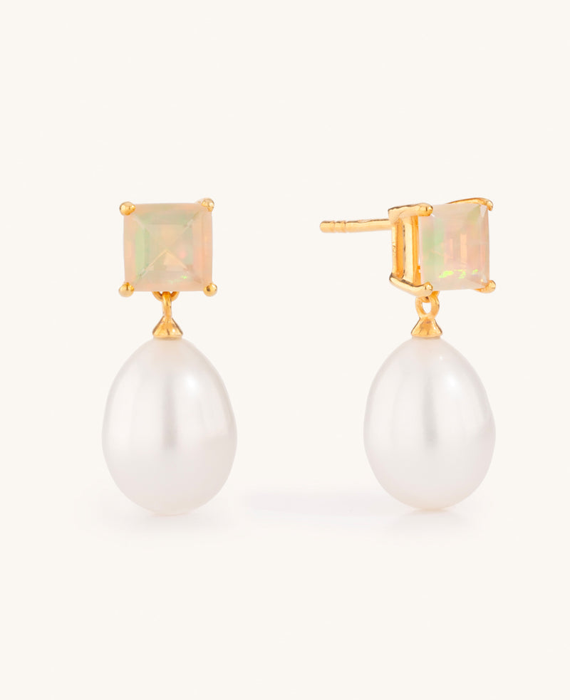 *AVAILABLE FOR PRE-ORDER* Opal and Pearl Drop Earrings