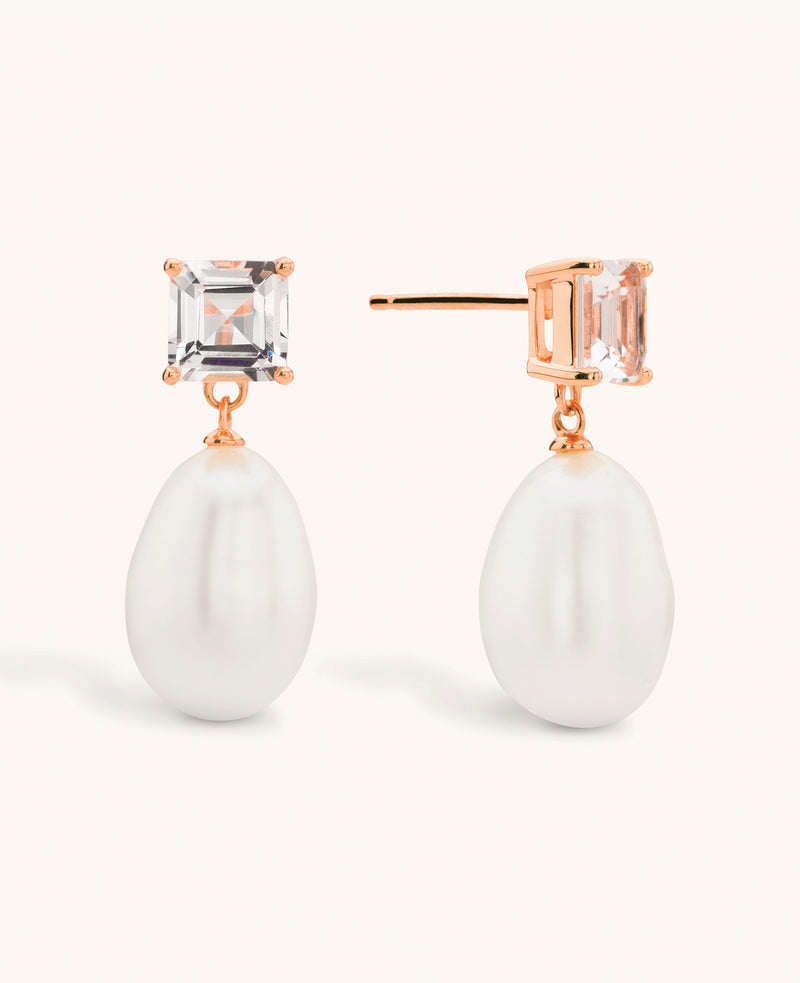 Topaz and Pearl Drop Earrings