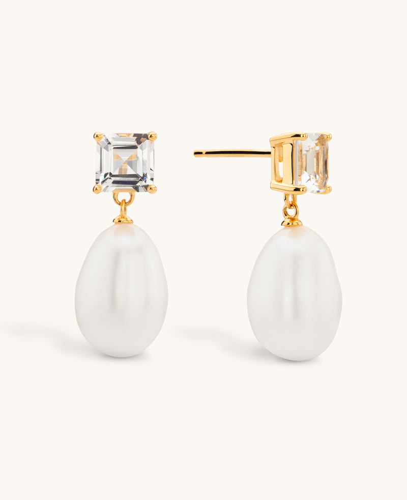 Topaz and Pearl Drop Earrings