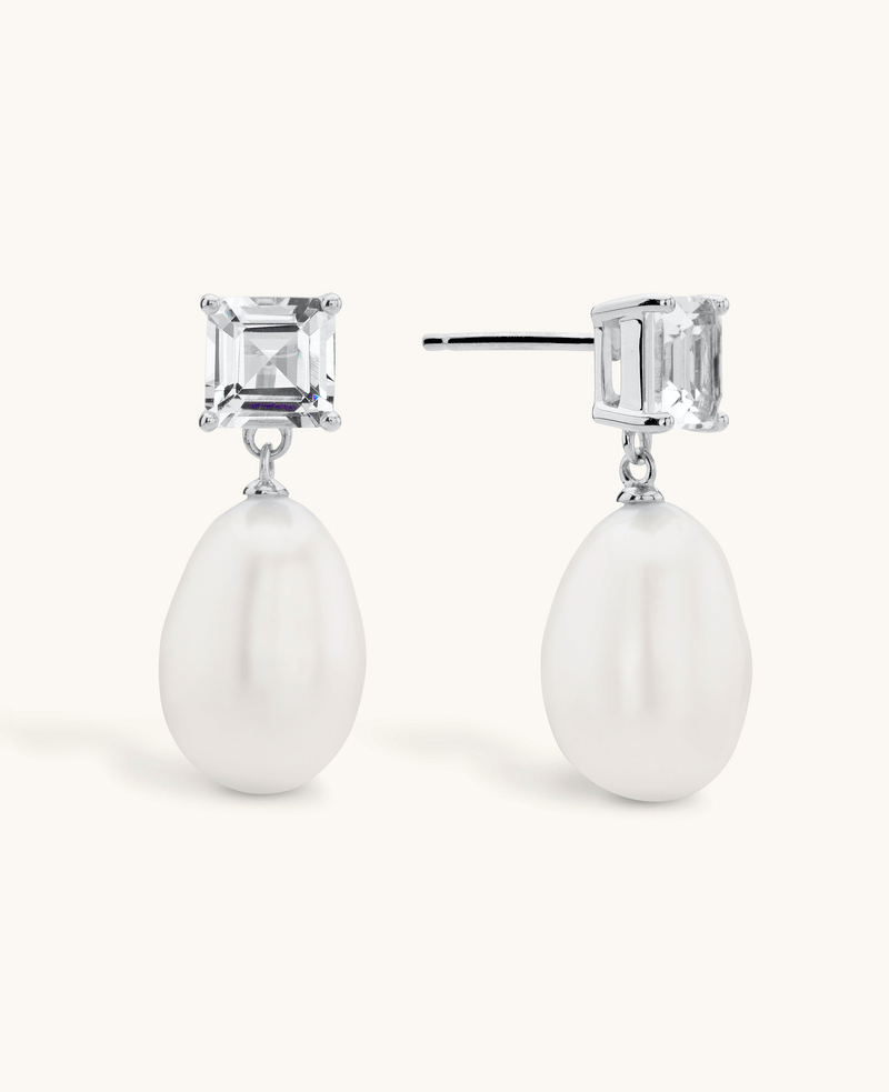 Topaz and Pearl Drop Earrings