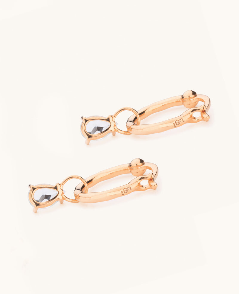 Teardrop Zircon Charm Hoops