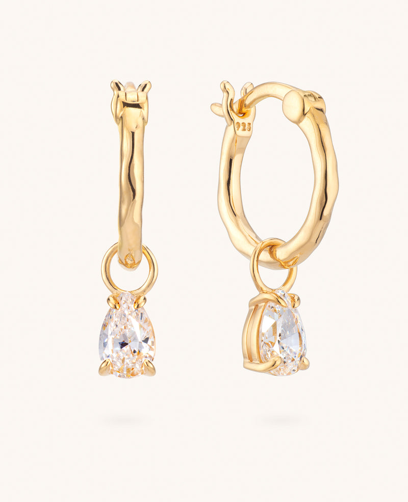 Teardrop Zircon Charm Hoops