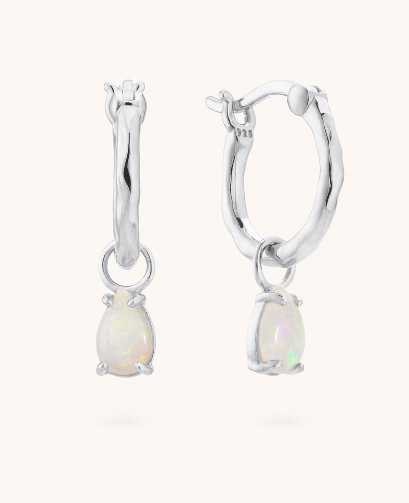 *AVAILABLE FOR PRE-ORDER* Teardrop Opal Charm Hoops